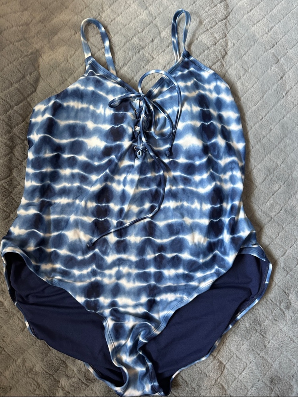 SO Blue and White Tie-Dye One-Piece Swimsuit
